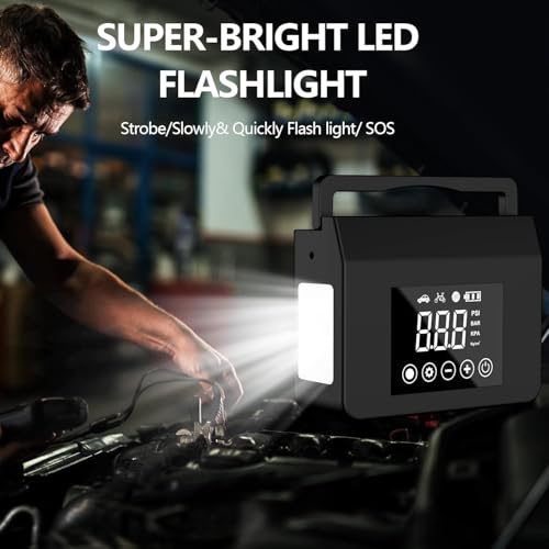 Portable Car Jump Starter, 4000A Car Battery Jump Starter with 150PSI Tire Inflator, 12V Car Battery Jump Starter, 15000mAh Power Bank, with LED Light