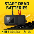 Heavy-Duty 4-in-1 Car Jump Starter with Air Pump and Power Bank